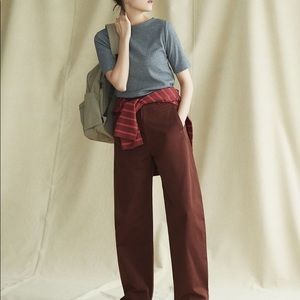 Uniqlo U Wide Fit Curved Pant Thick Cotton Moleskin Burnt Umber Brown 10